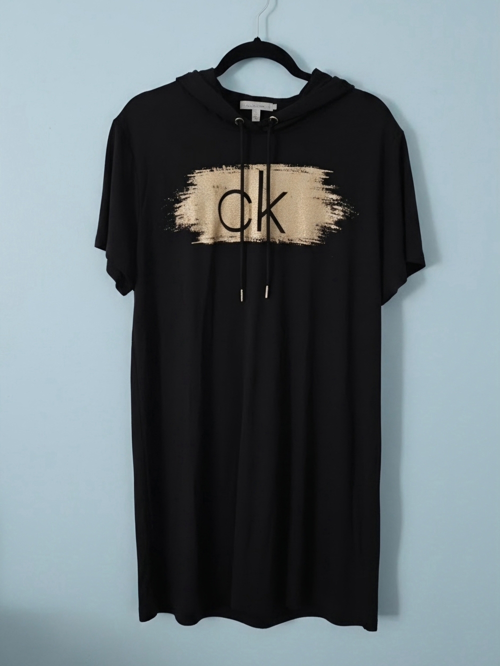 Calvin Klein Black Short-Sleeve Hooded T-shirt Dress